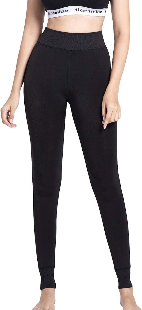 HSR Winter Warm Thermal Fleece Lined Thick Tights Women Slim Fit Leggings Pants Waist Size : 26 to - Image 2