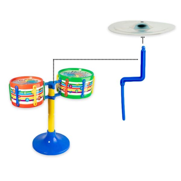 Toyztrend Jazz Drum Set Senior Musical Band Instruments with 3 Drums, 1 Dish, 1 Stool & Sticks for - Image 7