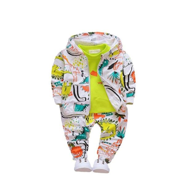Googogaaga Boy's Cotton Printed Hoodie Sweatshirt with Joggers in White Baby Boys Clothing Set - Image 2