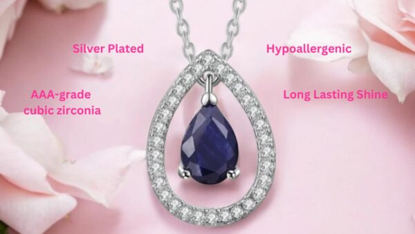 Nilu's Collection Contemporary Cubic Zirconia Pendant with Chain, Neck pieces for Women, Jewellery - Image 5