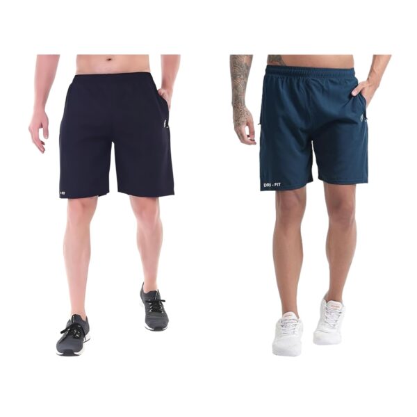 BLUE STAR SHARK Athletic Sports Shorts for Men with Zip Pockets and Elastic Waistband Quick Dry - Image 2