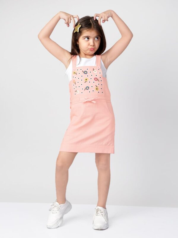 Naughty Ninos Girls Pinafore Dress,Peachy Pink - Image 4