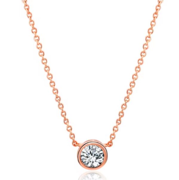 Nilu's Collection Stylish 18k Rose Gold Plated American Diamond Chain Pendent Necklace & Earrings - Image 2