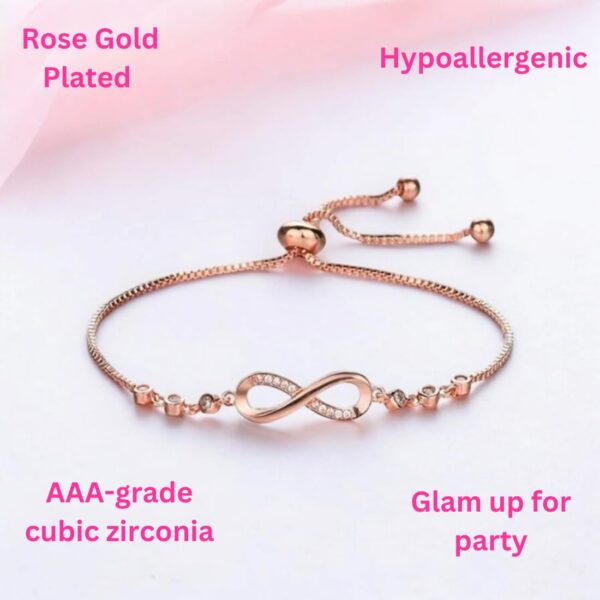 Nilu's Collection Infinity Shape Cubic Zirconia Diamond Bracelet for Women & Girls, Jewelry for - Image 3