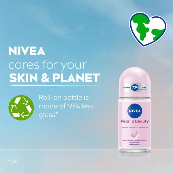 NIVEA Pearl and Beauty 50ml Deo Roll On | With Pearl Extracts & Avocado Oil| 72 H Smooth & Beautiful - Image 7