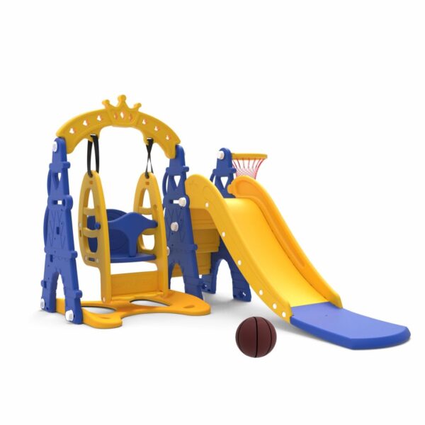 Amazon Brand - Solimo 3-in-1 Garden Castle Slide & Swing for Indoor & Outdoor Use | for Kids 2-8 - Image 2