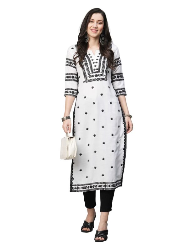 GoSriKi Women's Cotton Blend Straight Fit Straight Kurta - Image 2