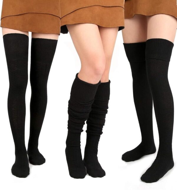 KWINTO Wool Warm Thigh High Socks Extra Long Cotton Women Socks Thigh High Socks Extra Long Knit Leg - Image 2