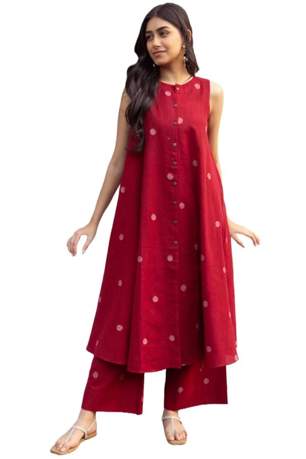 ANNI DESIGNER Women’s Rayon Blend Kurta with Palazzo Set | Sleeveless Straight Fit Ethnic Wear | - Image 2