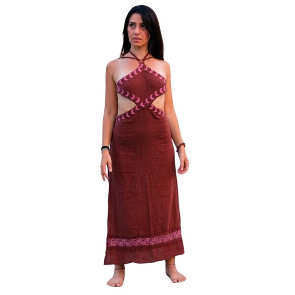 CRYSTALHEAL Aadhya Women's Boho Maxi Dress – Unique Block Print with Stylish Cut-Outs | Flattering - Image 2