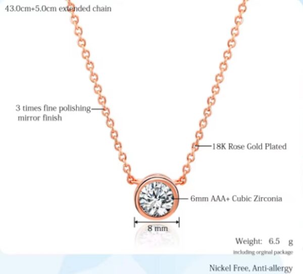 Nilu's Collection Stylish 18k Rose Gold Plated American Diamond Chain Pendent Necklace & Earrings - Image 4