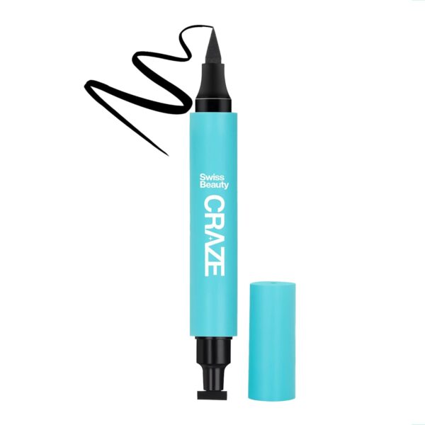 SWISS BEAUTY Craze 2-N 1 Gel Semi-Matte Eyeliner With Wing Stamp | Waterproof And Smudgeproof - Image 2