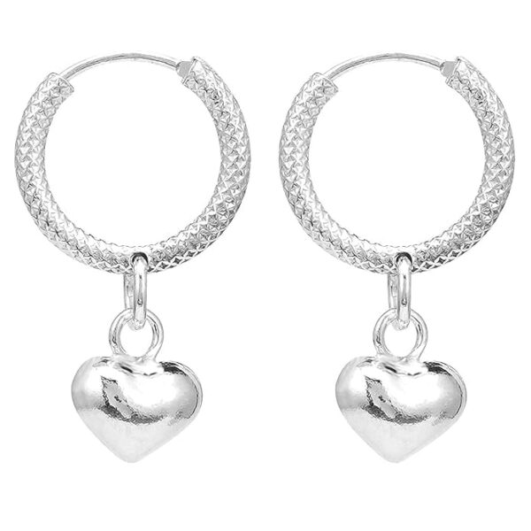 DHRUVS COLLECTION 925 Pure Silver Earrings, Bali With Heart Charms for Girls & Women - Image 2