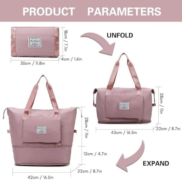 Wazdorf 41 Liter Expandable Travel Bags for Women, Duffle Bags for Women Luggage, Foldable Vanity - Image 3
