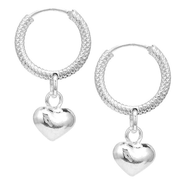 DHRUVS COLLECTION 925 Pure Silver Earrings, Bali With Heart Charms for Girls & Women - Image 3