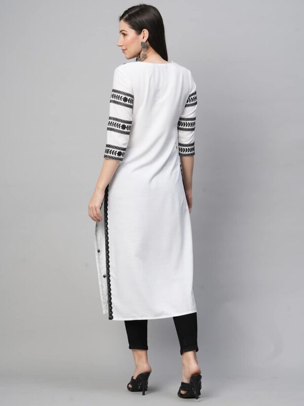 GoSriKi Women's Cotton Blend Straight Fit Straight Kurta - Image 3