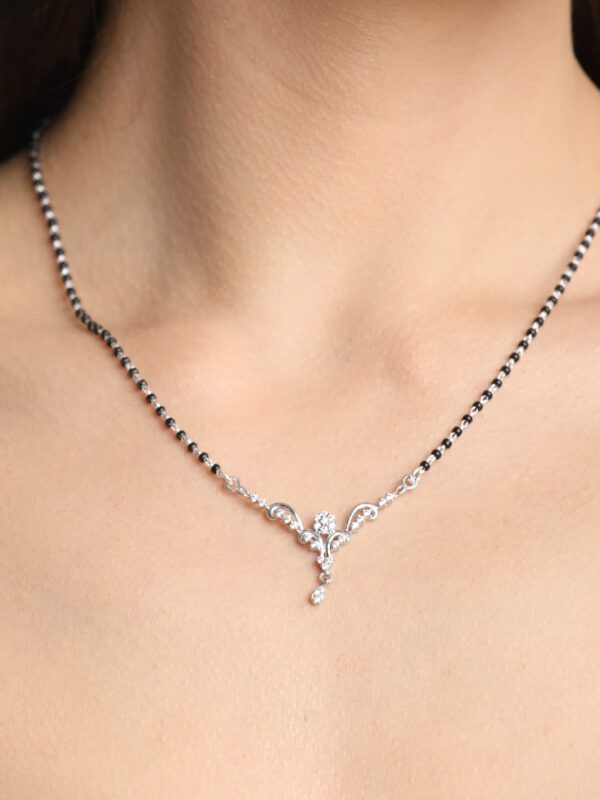 Clara 925 Sterling Silver Mangalsutra Tanmaniya Pendant with Chain | Gift for Women and Girls - Image 5