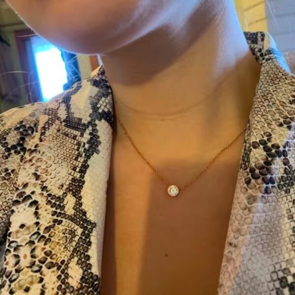 Nilu's Collection Stylish 18k Rose Gold Plated American Diamond Chain Pendent Necklace & Earrings - Image 6