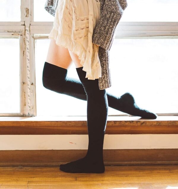 KWINTO Wool Warm Thigh High Socks Extra Long Cotton Women Socks Thigh High Socks Extra Long Knit Leg - Image 3