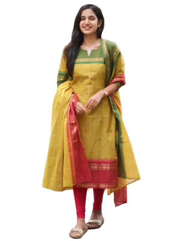 ANNI DESIGNER Women's Chanderi Cotton Straight Printed Kurta with Dupatta - Image 2
