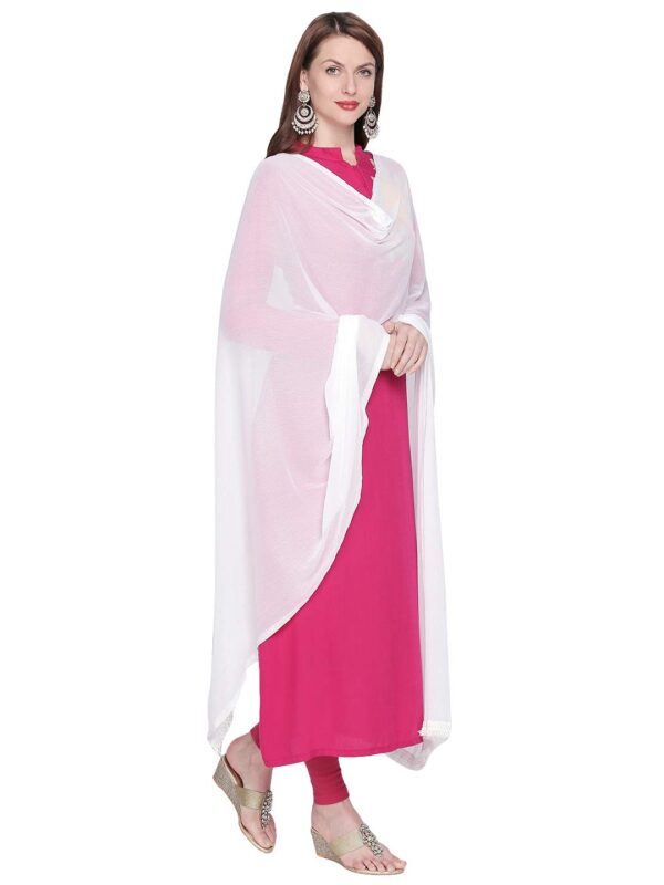 DUPATTA BAZAAR Woman's Chiffon Dupatta with lace on border. - Image 5