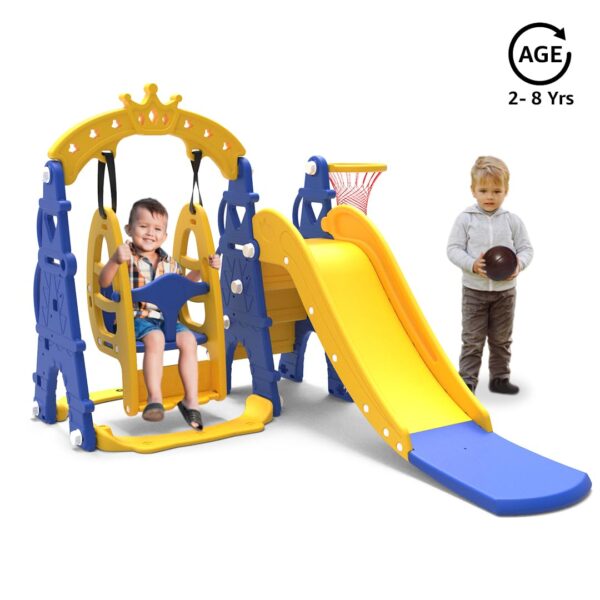 Amazon Brand - Solimo 3-in-1 Garden Castle Slide & Swing for Indoor & Outdoor Use | for Kids 2-8 - Image 9