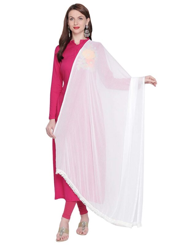DUPATTA BAZAAR Woman's Chiffon Dupatta with lace on border. - Image 2