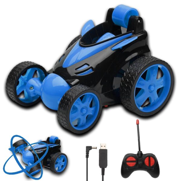 Gooyo DB2060 Rechargeable 360° Rotating & Rolling Small Stunt Car Toy with USB Cable & Remote - Image 2