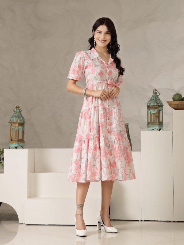 Stylum Women's Floral Printed Cotton Flared Maxi Dress (Drspinkkinnu_Baby Pink) - Image 4