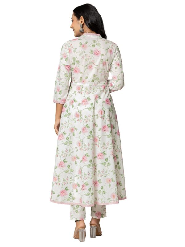Amayra Women's Cotton Printed Anarkali Kurta with Palazzo Pants and Dupatta - Image 3