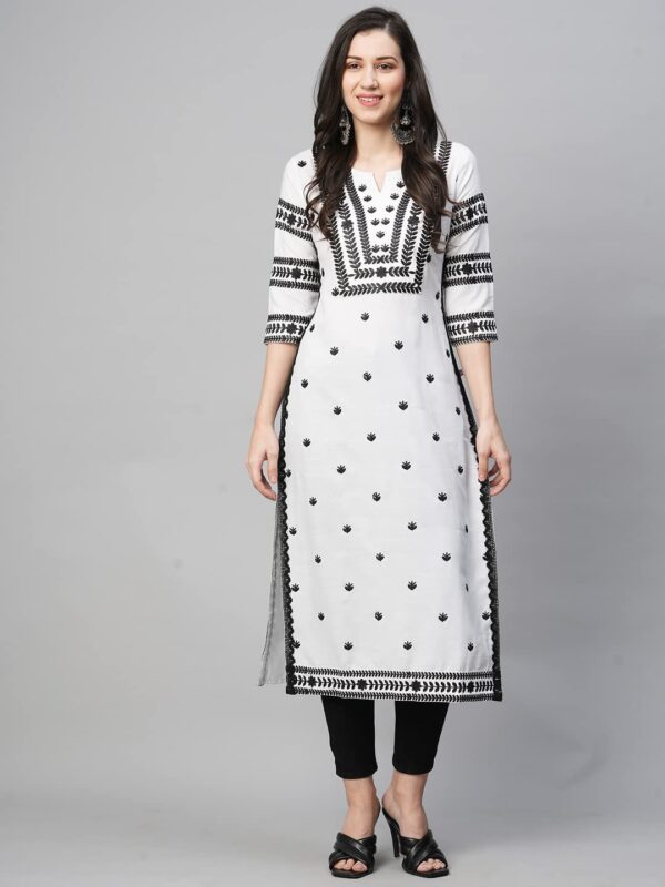 GoSriKi Women's Cotton Blend Straight Fit Straight Kurta - Image 8