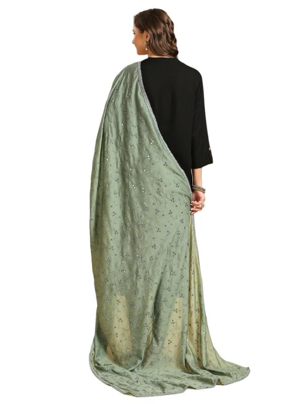 DUPATTA BAZAAR Women's Pure Cotton Embroidered Dupatta with Mirror Work. - Image 4