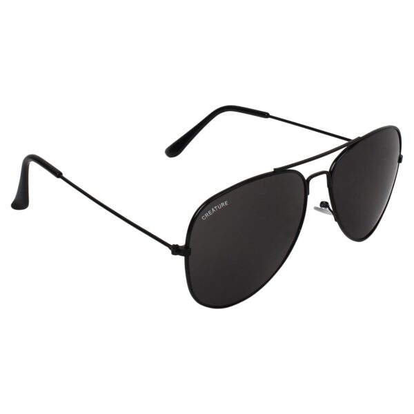 CREATURE Unisex Non Polarization Aviator Sunglasses Black Frame, Black Lens (M) - Pack Of 1 - Image 2
