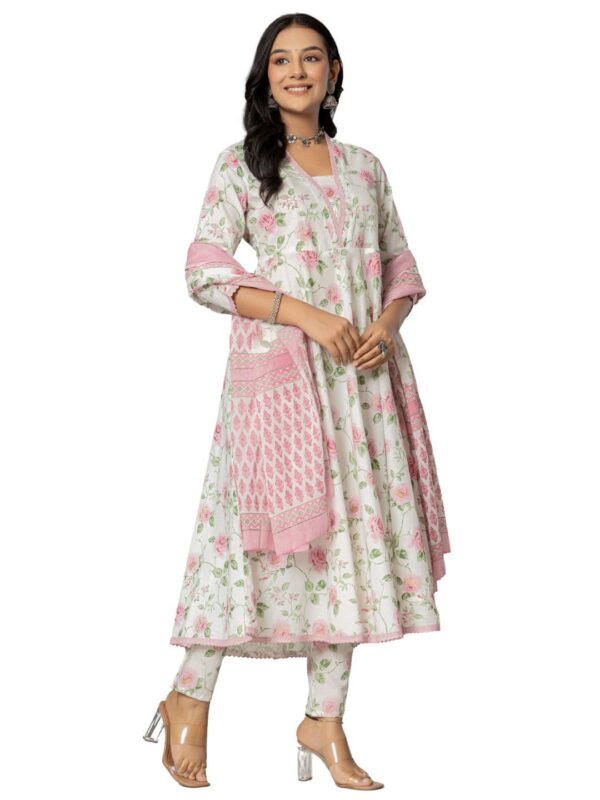 Amayra Women's Cotton Printed Anarkali Kurta with Palazzo Pants and Dupatta - Image 5