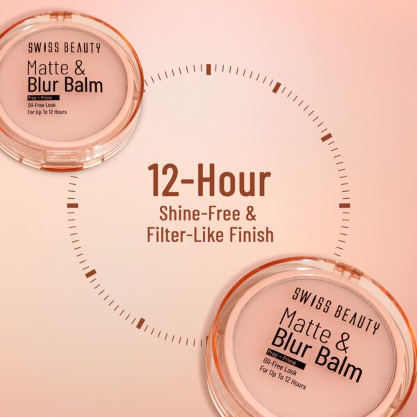 Swiss Beauty Matte & Blur Balm | Prep + Prime | 12-Hour Oil-Free Shine | With Vitamin E & B3 | UV - Image 5