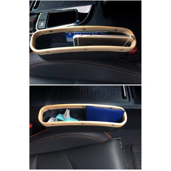 Automaze Car Seat Storage Pockets Box Pu Leather Seat Gap Filler Organiser For Car Interior & Keys, - Image 3