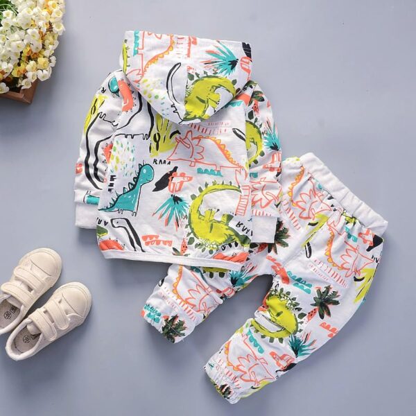 Googogaaga Boy's Cotton Printed Hoodie Sweatshirt with Joggers in White Baby Boys Clothing Set - Image 4
