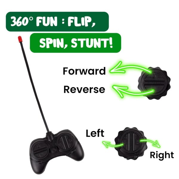 Gooyo DB2060 Rechargeable 360° Rotating & Rolling Small Stunt Car Toy with USB Cable & Remote - Image 3