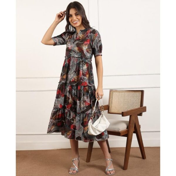 DUMMY SHAPE Dress for Woman | Stylish Cotton Rayon Printed Fit & Flare Midi One Piece for Women - Image 8