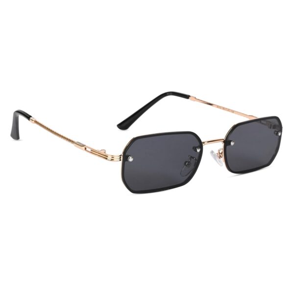 Voyage UV Protected Black Rectangle Sunglasses for Men & Women (Size: Medium | 9032MG4321 | Golden - Image 2