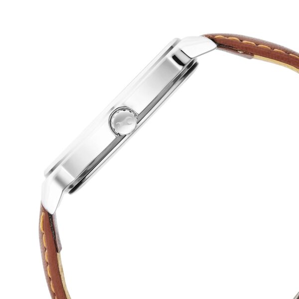 Fastrack Stunners Quartz Analog Silver Dial Brown Leather Strap Watch for Guys - NR3291SL02​ - Image 4