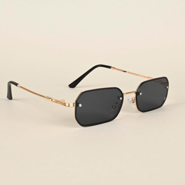 Voyage UV Protected Black Rectangle Sunglasses for Men & Women (Size: Medium | 9032MG4321 | Golden - Image 6