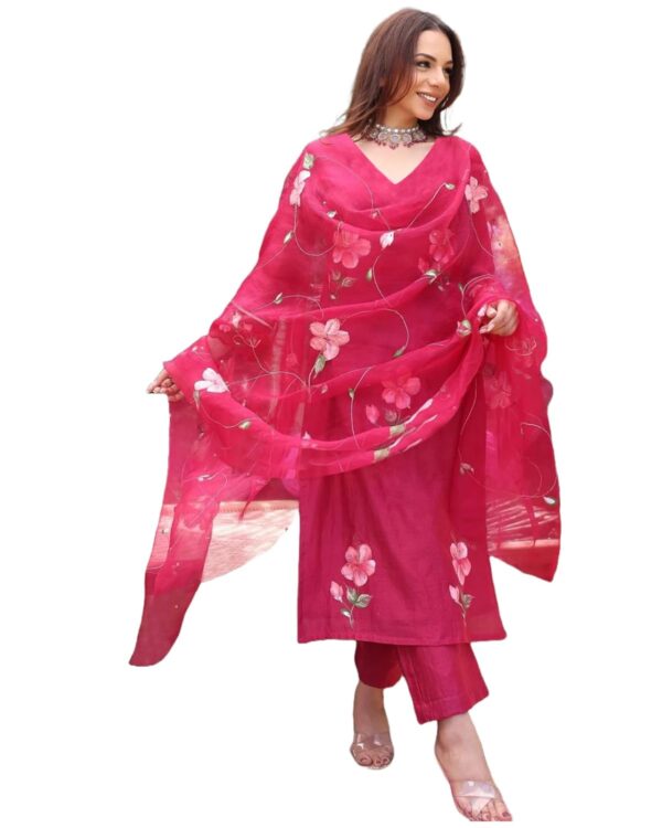 ANNI DESIGNER Women's Rayon Viscose Printed Straight Kurta with Pant & Dupatta - Image 2