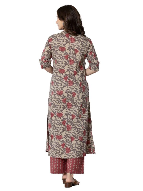 rytras Women's Cotton Printed A-Line Kurta with Palazzo Pant Set - Image 3