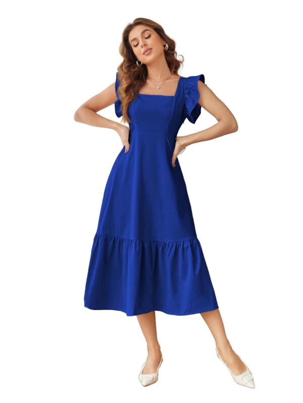 Shasmi Girl's & Women's Solid Color Square Neck, Ruffle-Trimmed Hem Sleeveless, Ruffle Armhole and - Image 2