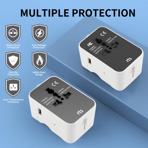 rts 2 Type C + 1 USB Plug Universal Travel Adapter, International All in One Worldwide Travel Power - Image 8