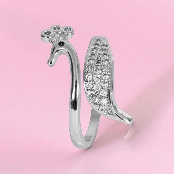 Nilu's Collection Silver-Plated Adjustable Ring for Women & Girls – Elegant Sparkling American - Image 3