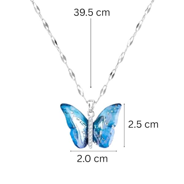 SALTY Anti Tarnish Vibrant Blue Winged Butterfly Pendant Necklace for Women | Stylish Locket Chain | - Image 5