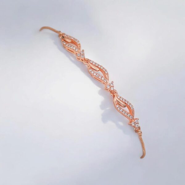 Nilu's Collection Rose Gold Plated American Diamond Crystal Contemporary Bracelet Jewellery with - Image 5