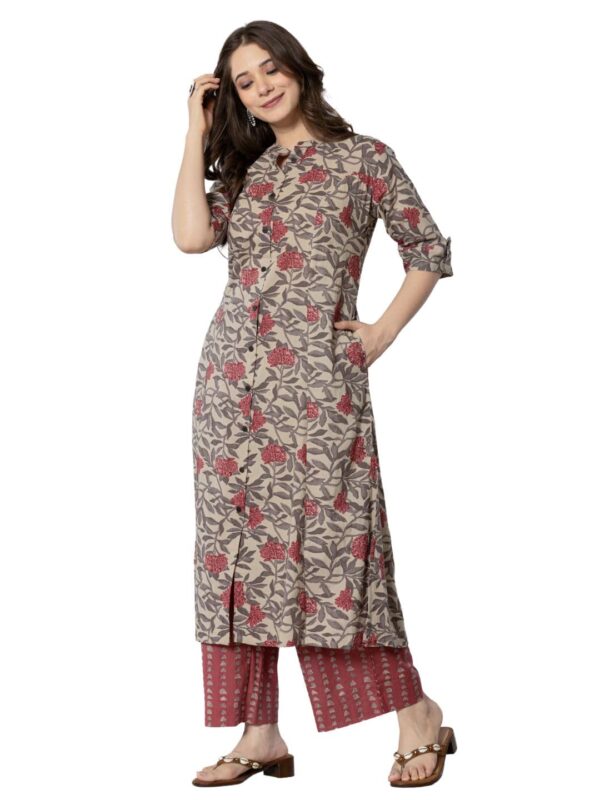 rytras Women's Cotton Printed A-Line Kurta with Palazzo Pant Set - Image 5